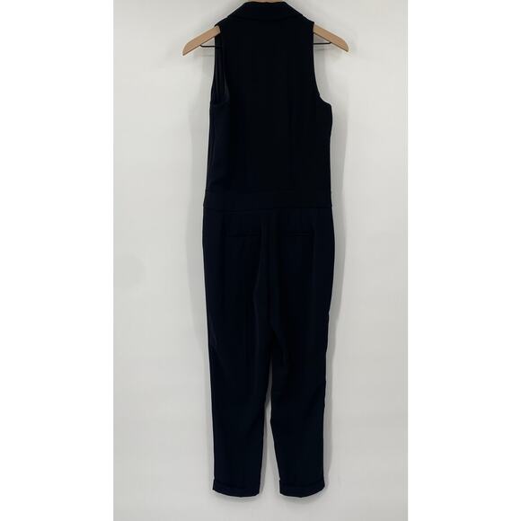 White House Black Market Tuxedo Jumpsuit Sleeveless Straight Leg Black Womens 0 - Picture 4 of 8